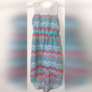 Pink & Violet Girls Hi-Low Sleeveless Dress